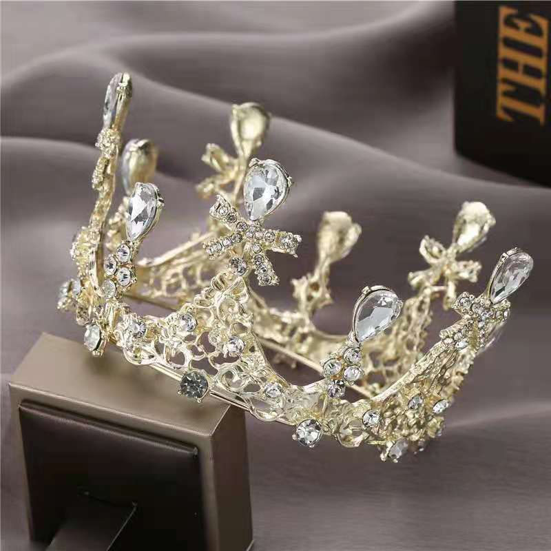 Bridal Crown Internet Celebrity Friends Friends Girlfriends Gift Round Crown 18-Year-Old Adult Gift Headgear Rhinestone Crystal Crown