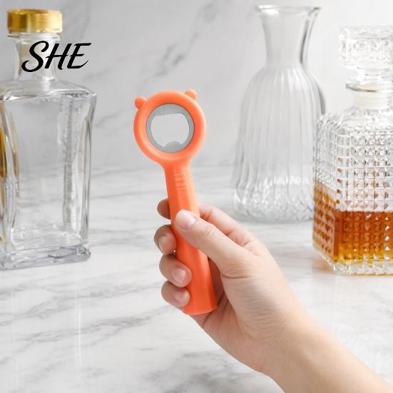 Cute Bear Bottle Opener Opener, Stainless Steel Beer Cap Remover with Non Slip Portable Handle, Kitchen Bar Tool for Soda, Gift Men Women Lightweight