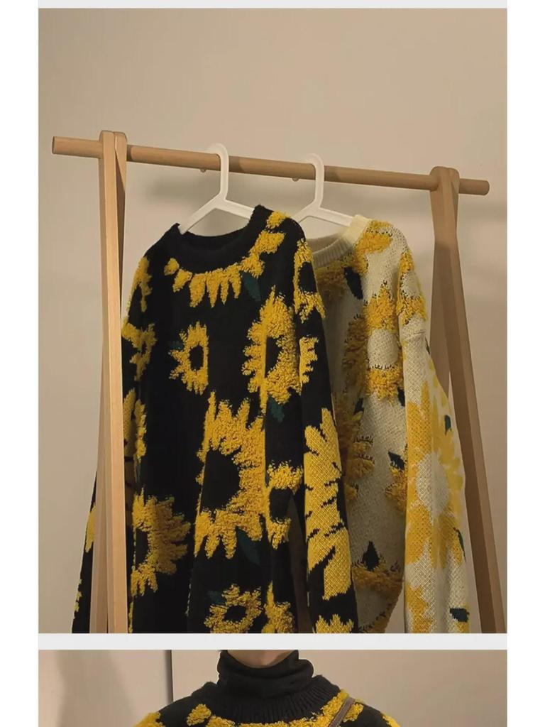 Мужской ретро-джемпер с жаккардовым узором «Японская хризантема» - Уютный осенний пуловер с круглым вырезом