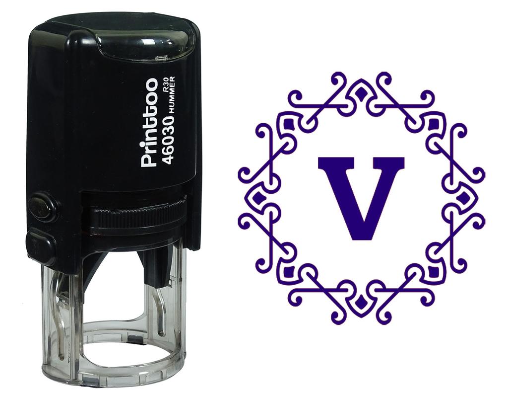 Printtoo Alphabet V Monogram Octagon Celtic Swirl Frame Self Inking Rubber Stamp Office