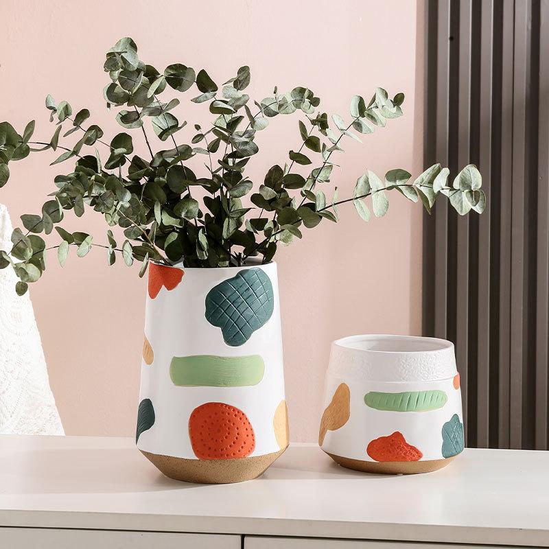 Creative Hand Painted Flower Pot Succulent Pot Ceramic Planter Home Decor Desktop Ornament Garden Decoration Bonsai Plant Pot