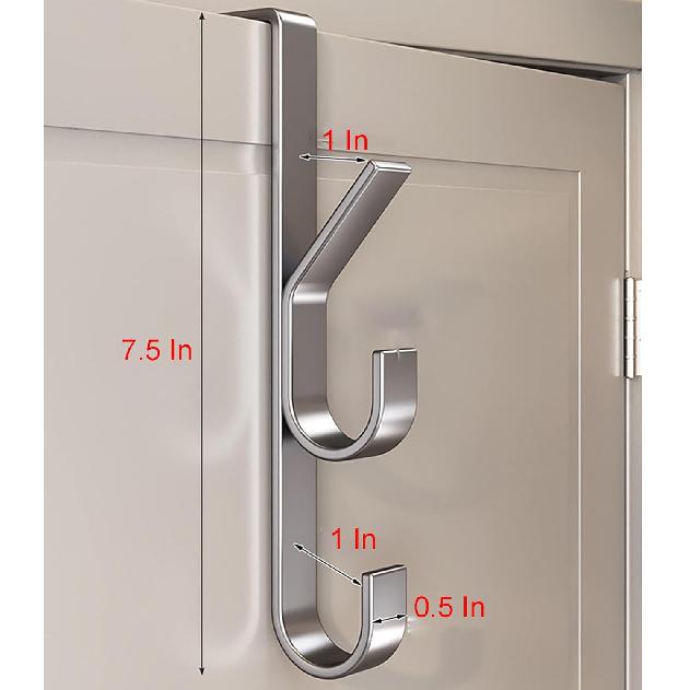 YIKANGHENG Door Cloth Hooks, 3 Pcs 7.5 Inch Gray Carbon Steel Bag Couples for Placing Towel, Apron, Cloth, Bags in Kitchen, Bathroom and Bedroom