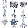 S925 Silver I Love You Flower Ice Cream Drink Paw Print Pendant Fine Beads Fit Original Charms Bracelet Women DIY Jewelry