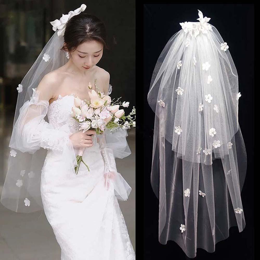 Вышивка Свадебный головной убор невесты Романтический свадебный головной убор Элегантная свадебная фата Подарки