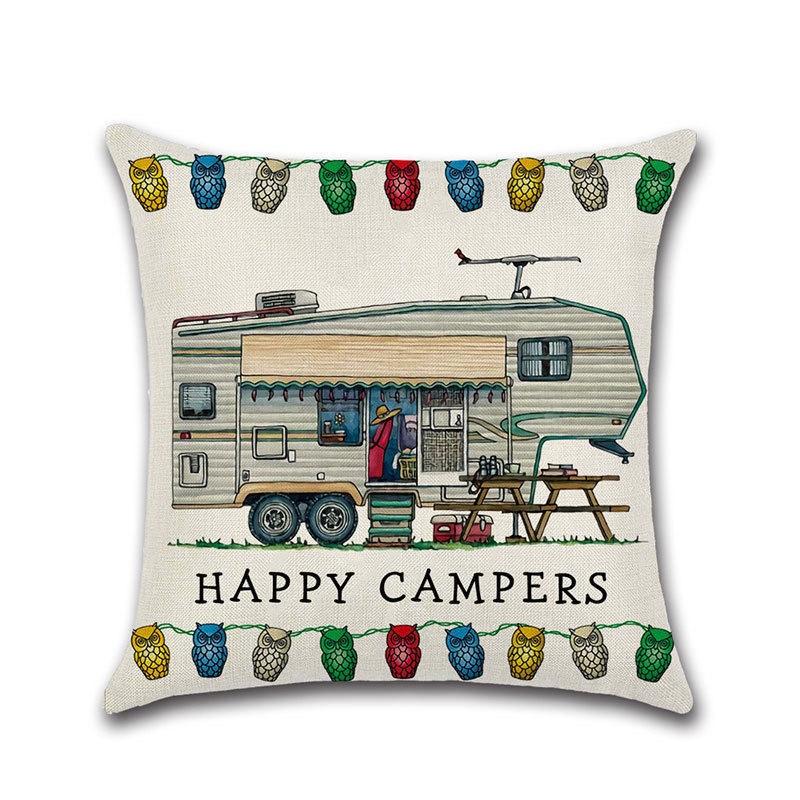 Декоративная наволочка на подушку-плед для дивана Happy Campers, идеально подходящая для домашнего декора