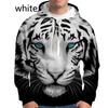 Mens Fashion Hoodies Sweatshirt 3d White Black Tiger Print Hoodies