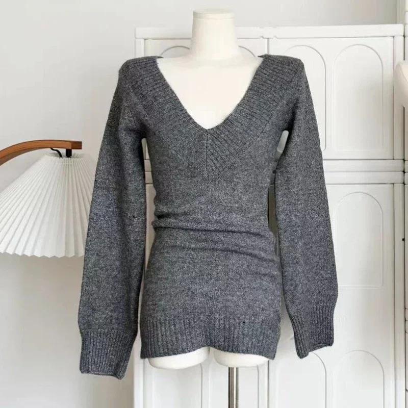 Французский Ретро Элегантный Y2k Комплект из 3 предметов Женский Винтажный Однотонный Свитер с Длинным Рукавом + Кружевной Повседневный Жилет + Клетчатая Шикарная Юбка Осень 2024