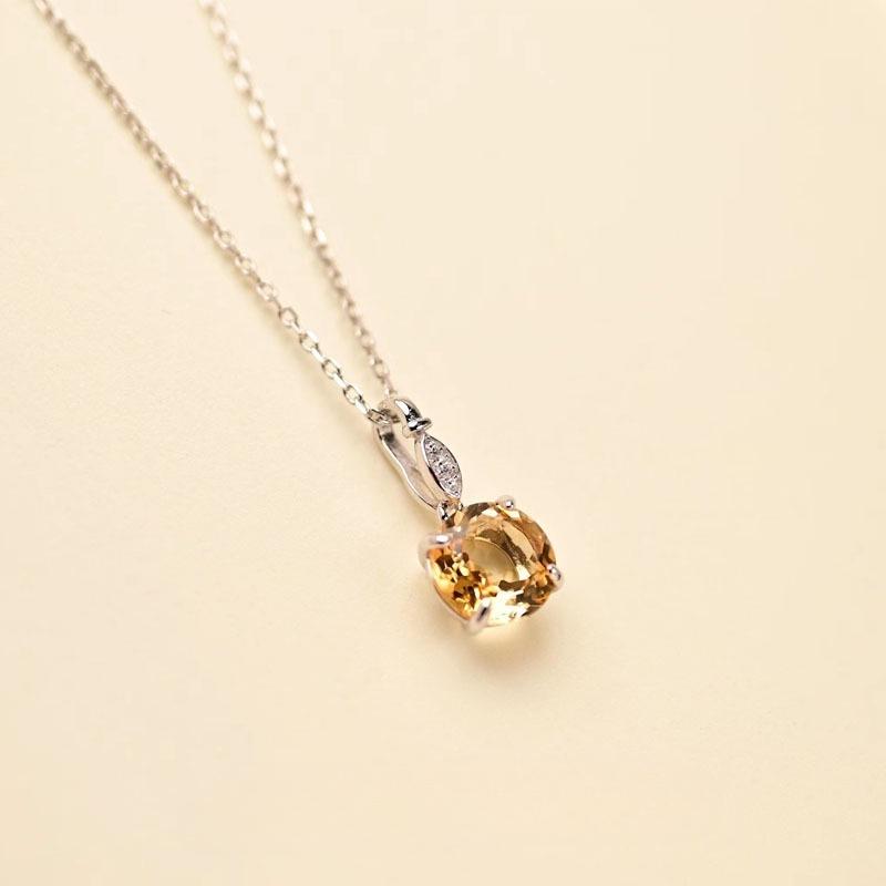 Серебряный кулон-ожерелье из стерлингового серебра S925 с натуральным цитрином