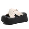 Fashion 7CM Heels Chunky Platform Slippers For Women Open Toe Thick Bottom Wedges Sandals Woman Summer New Female Beach Flip Flops 2024