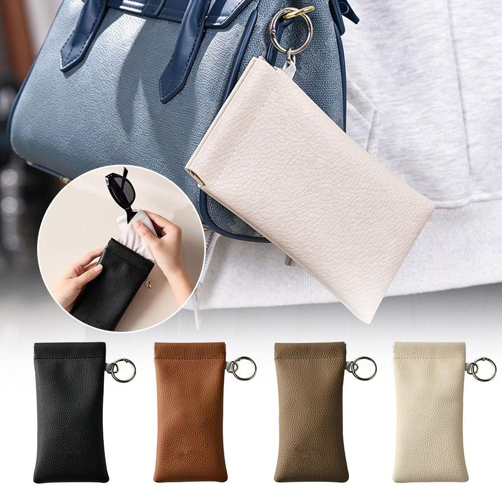 PU Leather Glasses Protective Case Dustproof Eyewear Pouch Portable Glasses Storage Bag Travel Use