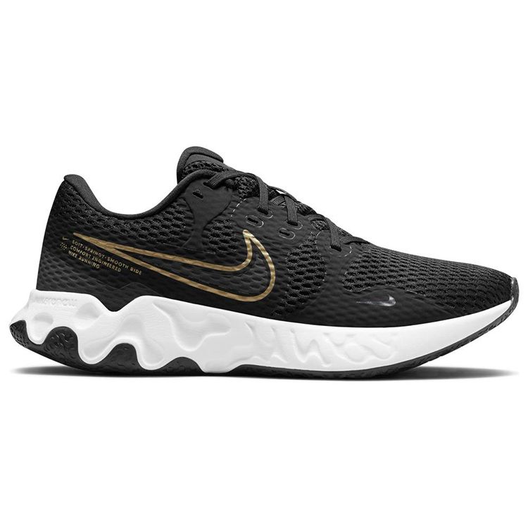 Nike Кроссовки мужские Renew Ride 2 Черный Металлик Золотой Темно-Дымчато-Серый Белый CU3507-009