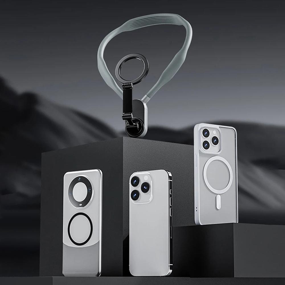 Магнитное крепление на шею POV/Vlog Selfie Phone Mount Регулируемый угол наклона Силиконовый держатель Hand Free для телефона Samsung Huawei