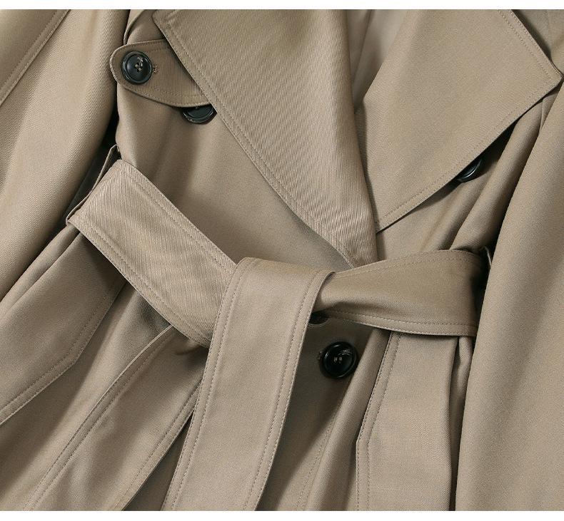 Женский серый тренч средней длины - Весна Осень 2025, Корейский дизайн для миниатюрных, Британский стиль