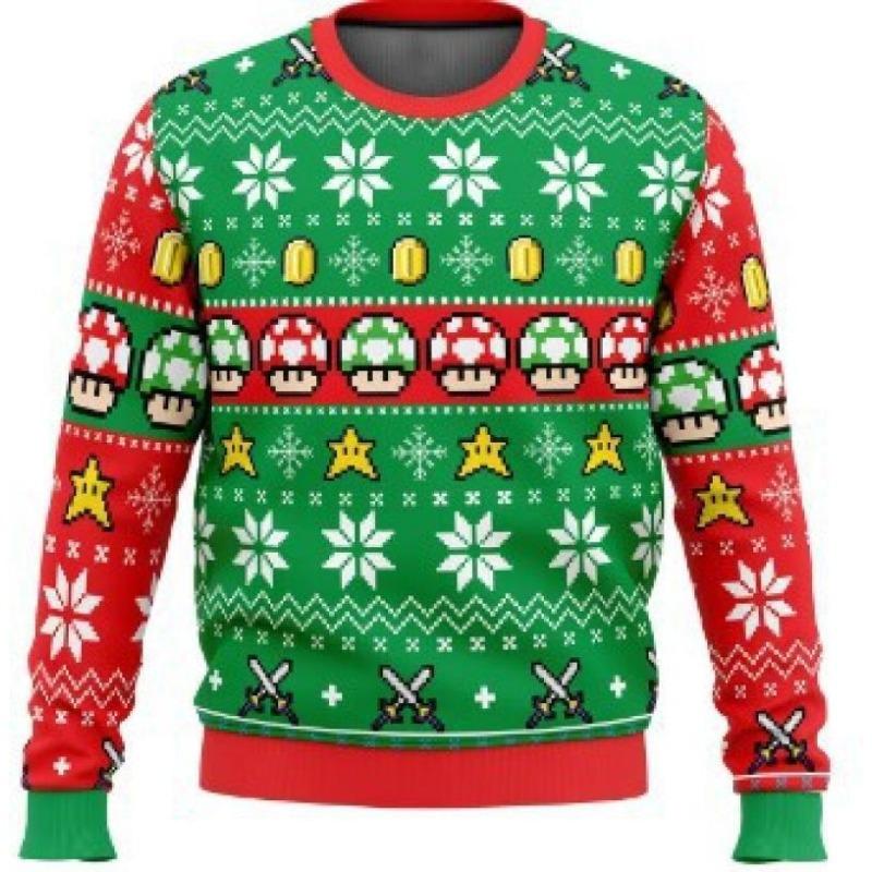 Осень-зима 3D Рождество Аниме принт Повседневный мужской свободный безголовый круглый вырез толстовка пуловеры и длинные рукава