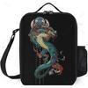 Черный дракон на синем фоне ланч-бокс для мужчин, женщин, взрослых, многоразовая портативная сумка для обеда в офисе, на пикнике, в походе
