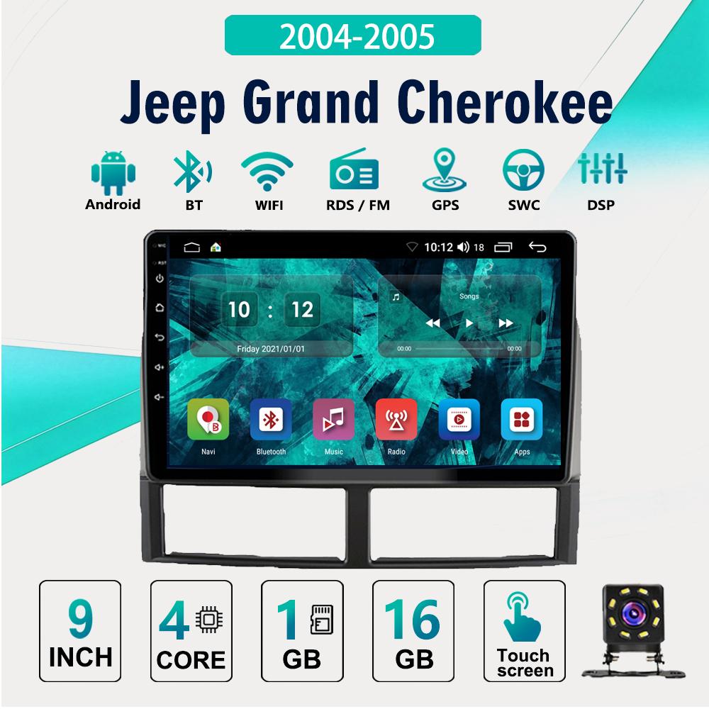 2Din Android Car-Play Car Radio,Jeep Grand Cherokee 2004-2005,Multimedia Player Head Unit Stereo GPS Navigation BT WIFI,1+16GB