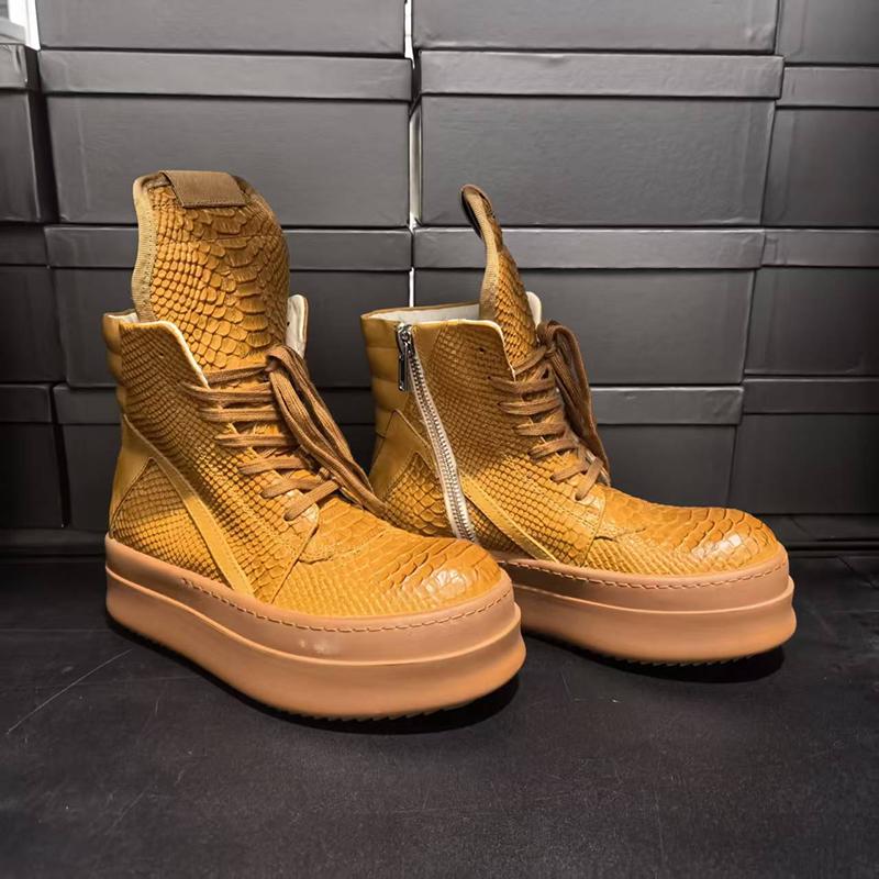Мужские и женские кроссовки ручной работы из натуральной кожи с тиснением под змеиную кожу, повседневные, с высоким верхом, унисекс, с круглым носком, на шнуровке, Ipeprs Geo-basket, красивые ботинки