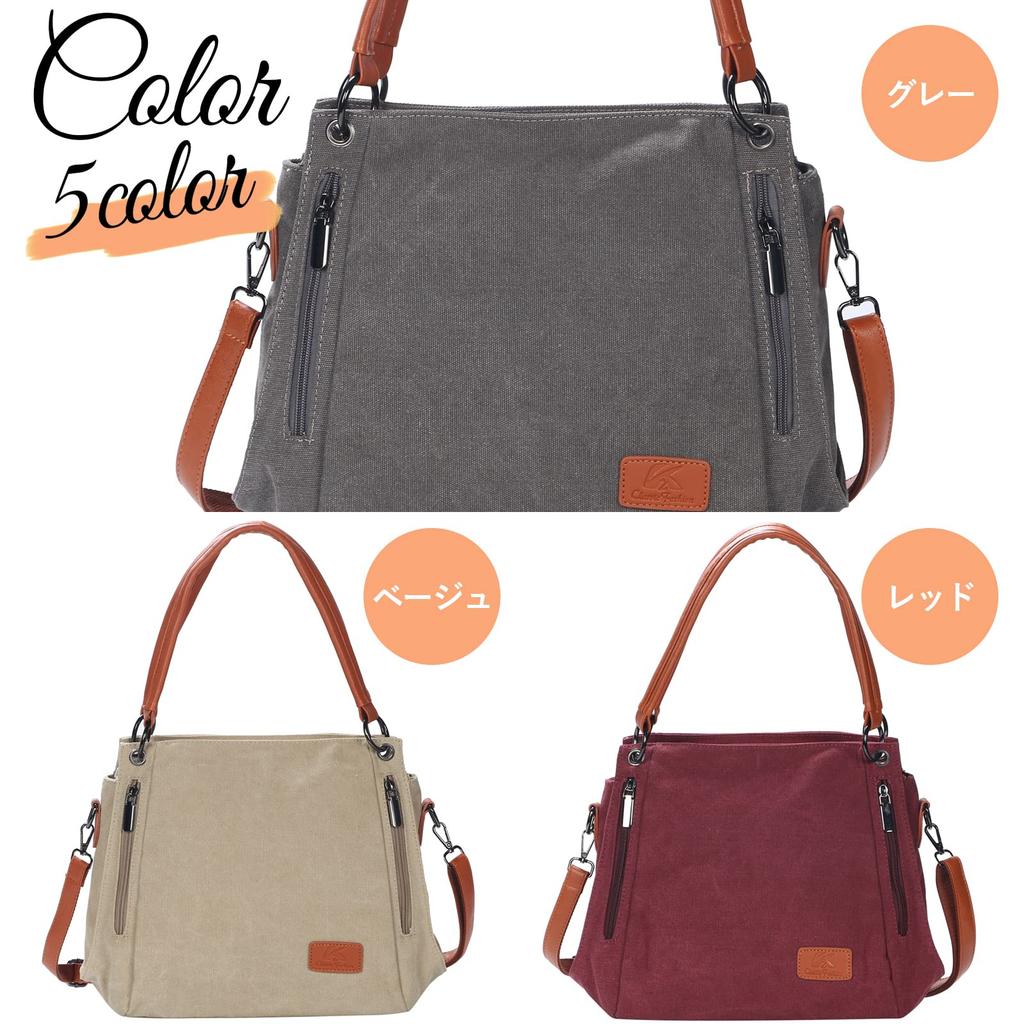 Canvas Tote Shoulder Solid Crossbody for A4 Size [Takusan Shopping] Bag, Round, Canvas, Bag, Small, Lightweight, Work, Casual, Large, (Red)