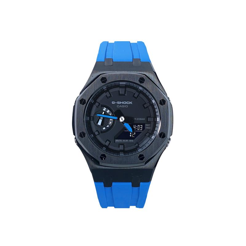 Casio Мужские часы с двойным дисплеем (жидкокристаллический/аналоговый) Серия Черные часы GA-2100-7A-