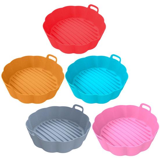 6,5/7,5-дюймовый круглый силиконовый вкладыш для аэрофритюрниц с антипригарным покрытием Формы для выпечки в микроволновой печи Безопасный бинауральный дизайн для выпечки