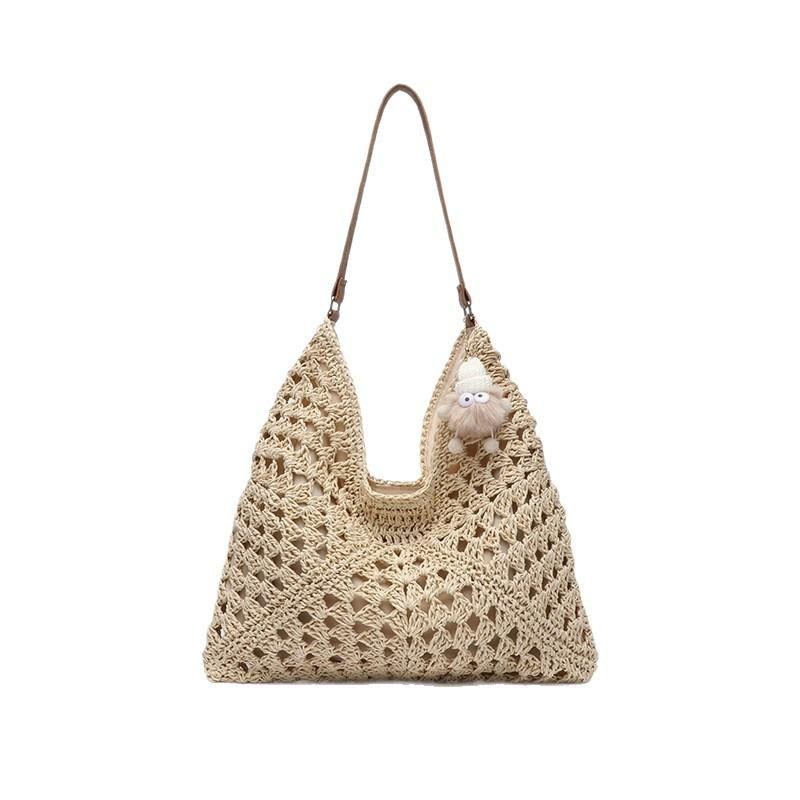 Large capacity woven bag new summer fashion shoulder straw bag seaside vacation leisure commuter tote bag