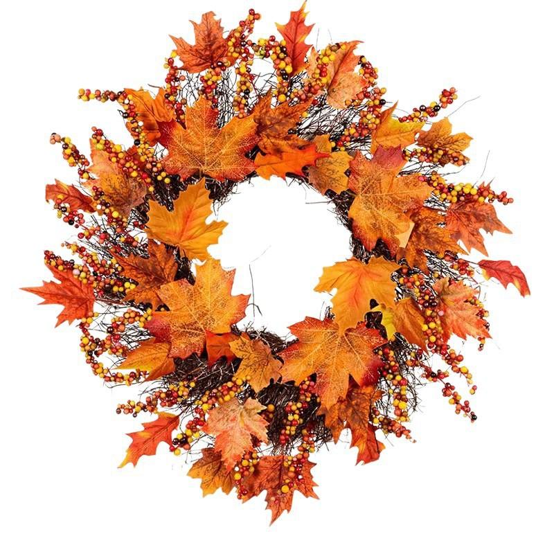 Leaf Wreath Decor Thanksgiving Christmas Home Outdoor Wall Hanging Festival Decoration