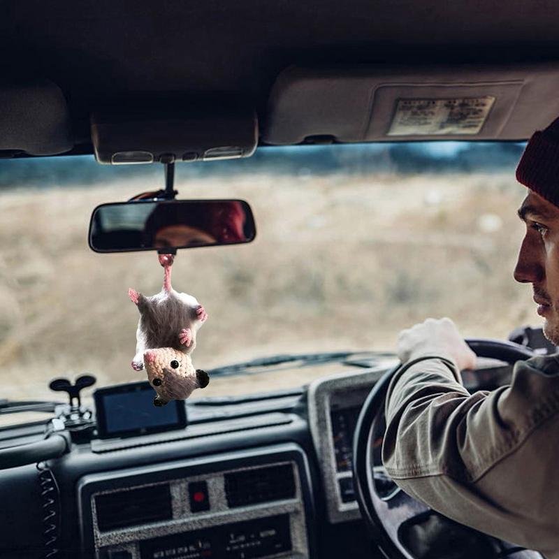 Mice Stuffed Animal Rearview Mirror Accessory Adorable Dashboard Decor Handmade Knitted For Women Rearview Mirror Travel Holiday