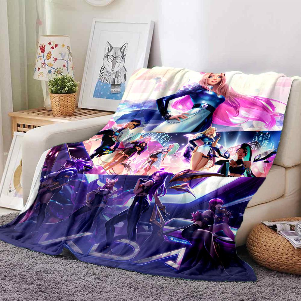 1pc Blanket - LOL-KDA kaisa ahri akali  Print Design,Lightweight Blanket for Sofa,Bed- Soft &Warm,Gift for All Seasons