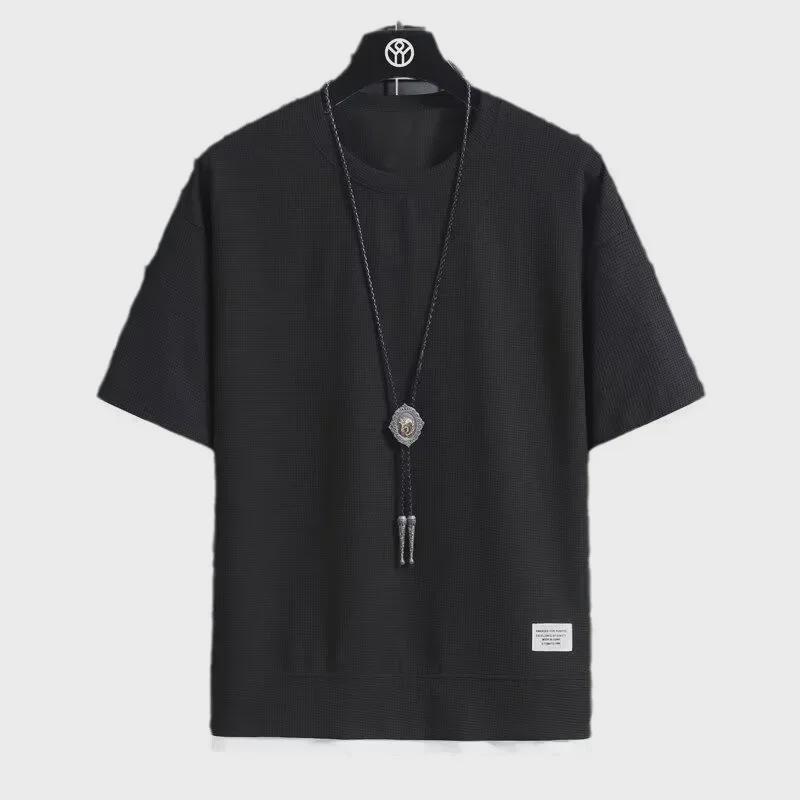 Men's Summer Casual Two-Piece-Look T-Shirt, High-End Large-Size Sports Short-Sleeve Five-Point Sleeve Top