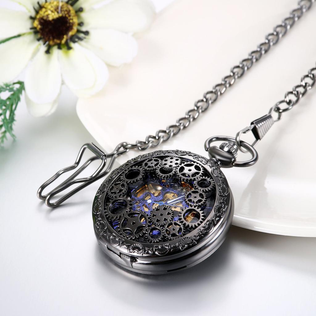 Retro Pocket Watch Automatic Pocket Watch Roman Dial Middle Century Items Unique Birthday Christmas Present Men's