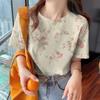 Women's Summer T-shirt Flower Pattern Clothing Round Neck Loose Top Fashion Short Sleeve Women's Party T-shirt 2024 New
