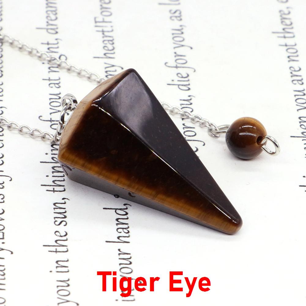 Natural Stone Reiki Healing Pendulum,For Dowsing Spiritual Divination Cone Crystal Quartz Pendulos Small Size Necklace Jewelry