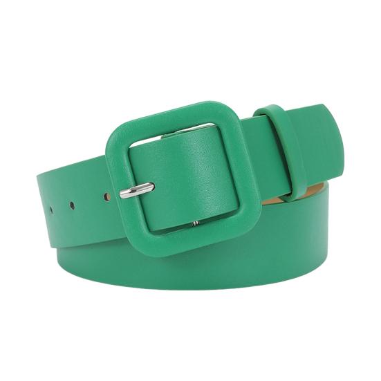 Женский ремень с несколькими отверстиями, регулируемая длина, квадратная пряжка, пояс из искусственной кожи, джинсовые платья, ремень ярких цветов