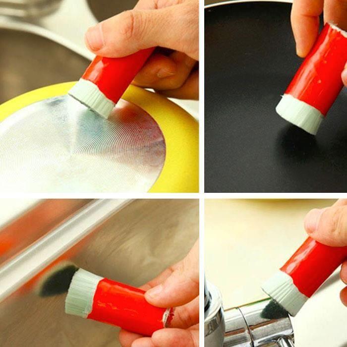 SHOP-STORY - Bâtons Stick Nettoyant Magique Acier Inoxydable - 2 Brosses de Nettoyage Récurage de Casseroles Poêles etc