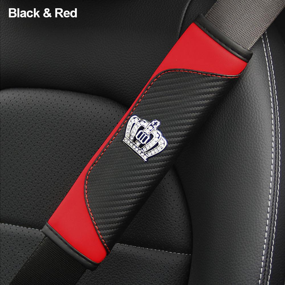 Чехол на ремень безопасности автомобиля из углеродного волокна Crystal Crown, накладка на ремень безопасности, аксессуары для салона автомобиля