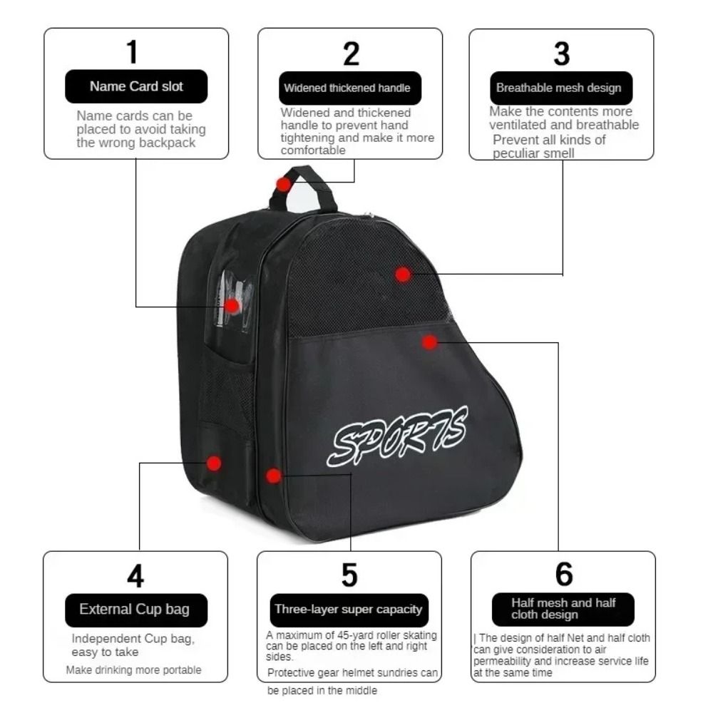 Large Capacity Ice Skating Bag Breathable Skating Shoes Case Roller Skates Bag Inline Skates