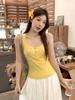 Pure desire u-neck button exposed clavicle sling vest women's summer new slim fit short sleeveless top