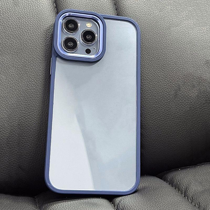 Simple Transparent Phone Case for Apple iPhone 16 promax-Acrylic Soft Silicone Frame Metal Lens Shockproof Cover On iPhone16/15/14/13/12/11/Plus/Pro/