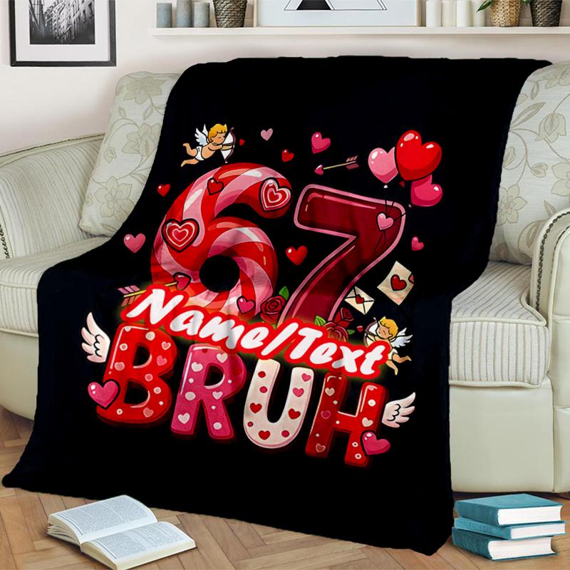 1PC Custom Name Love Friendship Celebration flannel blanket versatile,all-season throw suitable for the living room,bedroom,camping,travel,and gift