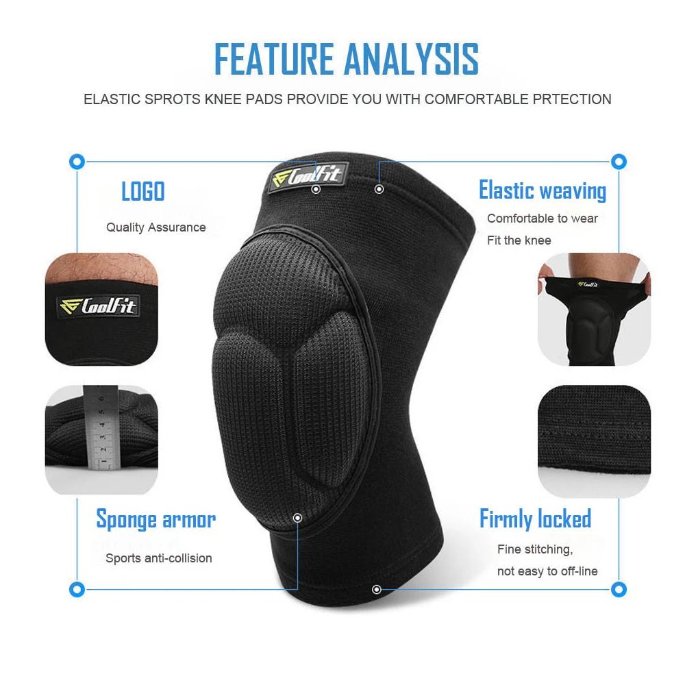 1 пара волейбольных наколенников для мужчин и женщин, толстая губка для предотвращения столкновений, теплая, противоскользящая наколенница, для йоги, работы, садоводства