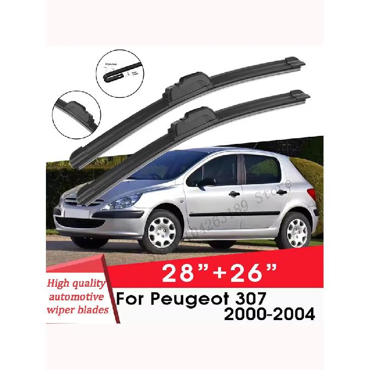 Щетки стеклоочистителя для Peugeot 307 2000-2004 28"+26" Лобовое стекло Очистка Резина Силикон Автомобильные Дворники Аксессуары