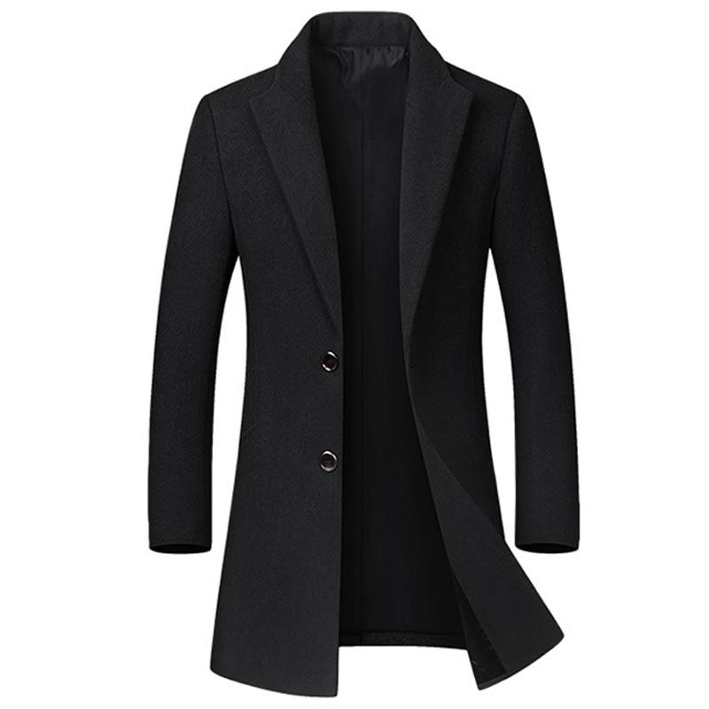 Winter Wool Jackets Men Casual Slim Outwear Long Trench Coat
