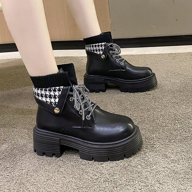 Ботинки, женские мотоциклетные ботинки на платформе, женская осенне-зимняя обувь, женские короткие сапоги в готическом стиле