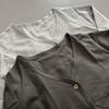Женский кардиган с V-образным вырезом: Минималистичный японский стиль для поездок на работу, хлопковый трикотаж с длинным рукавом для весны