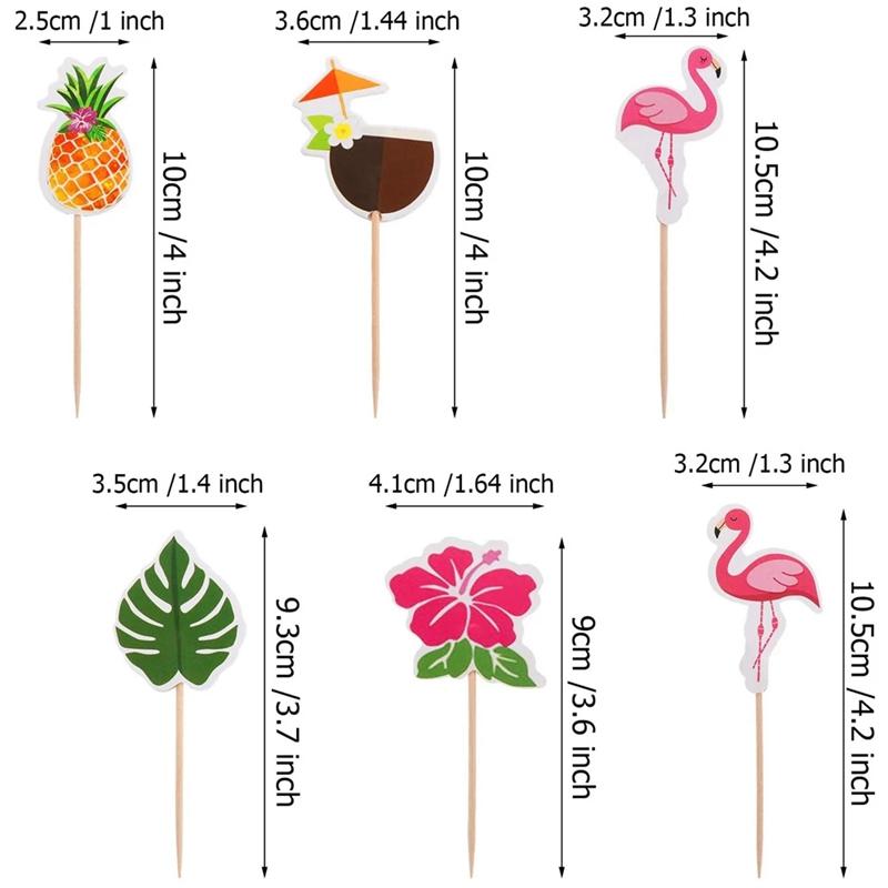 24 шт. гавайские украшения для кексов фламинго ананас пальмовые листья зубочистки тропический летний пляж украшение для торта на день рождения