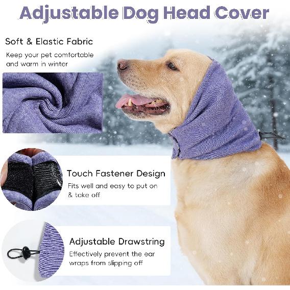 Dog Calm Hoodie, No Shake Ear Wraps for Dogs, Quiet Dog Ear Cover Noise Protection, Pet Ear Muffs Dog Ear Protector Head Wrap Cover for Anxiety