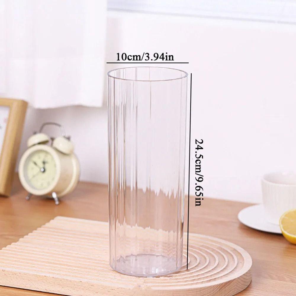 Modern Acrylic Cylinder Vase Striped Style Decorative Bottles Restaurant Centerpiece