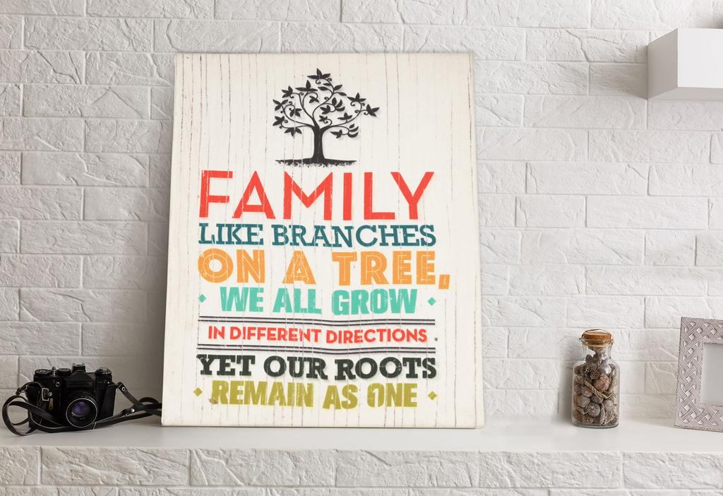 Inkdotpot Stretched Canvas Quotes Family Like Branches On A Tree,We All Grow In Different Direction Yet Our Roots Remain As One