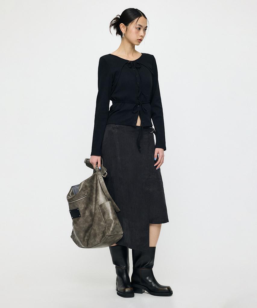 INSILENCE WOMEN [Moussy] Layer Cut Top Black