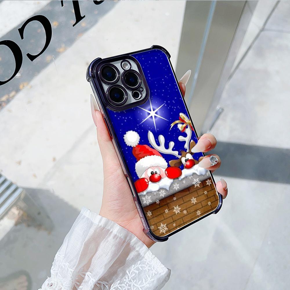 Чехлы для телефонов Ae111 Merry Christmas design с гальваническим покрытием из ТПУ для Xiaomi 11 Lite 5G Redmi Note 13 11 Pro 12C 9S 14C Huawei с защитой на четыре угла